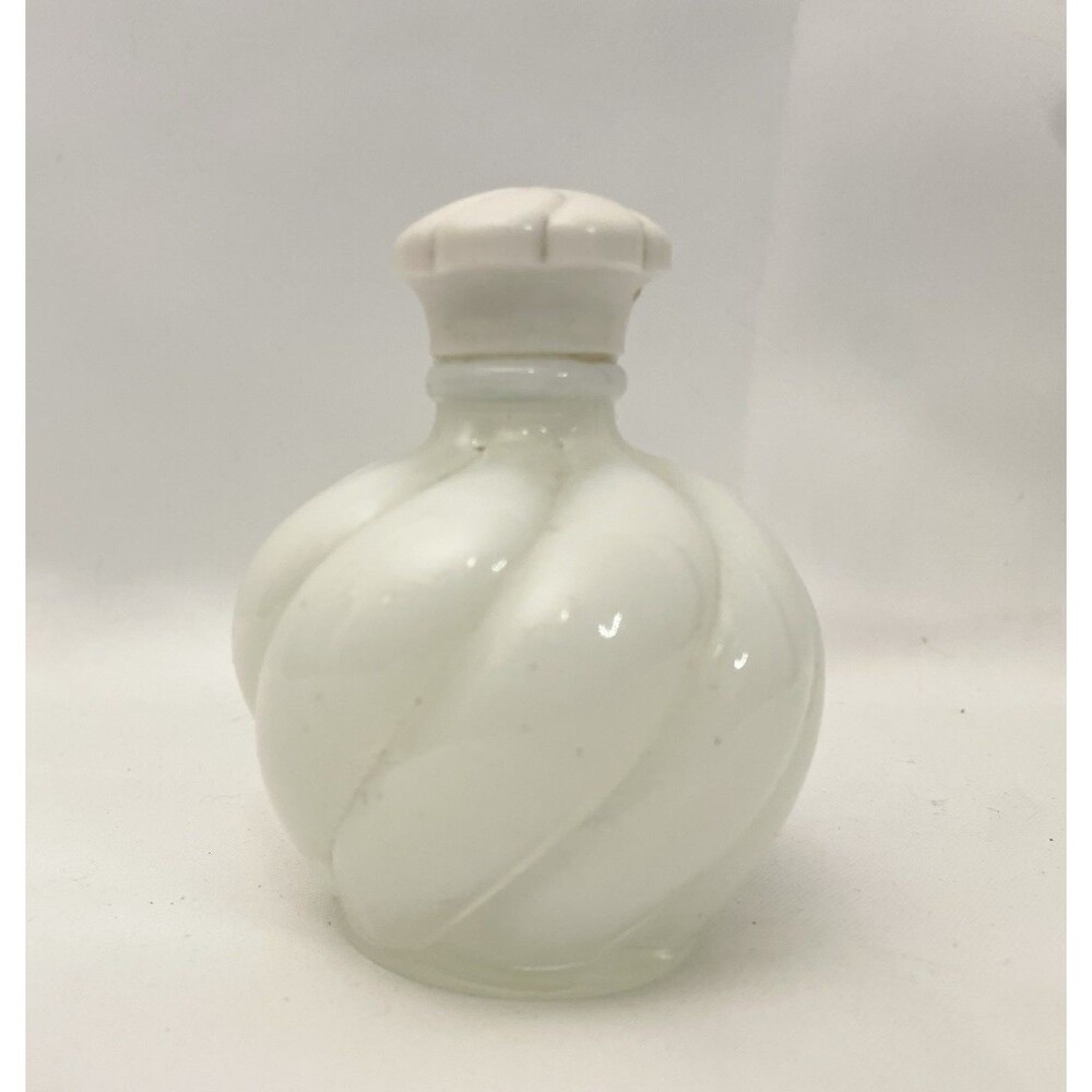 Vintage Wrisley White SWIRLED FENTON OPALESCENT Milk Glass Perfume Bottle  4"